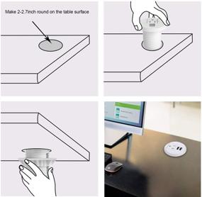 img 1 attached to 💡 2-inch Hole Desktop Power Grommet Outlet with 2 USB Charging Ports and 6.5ft Extension Cord, Ideal for Computer, Table, Kitchen, Office, and Home Use
