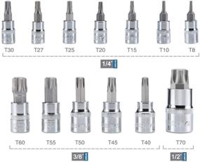 img 3 attached to 🔧 Набор головок Renekton Torx Star Bit - высококачественная сталь Cr-V, 13 штук, привод 1/2" 3/8" 1/4", размеры T8 - T70