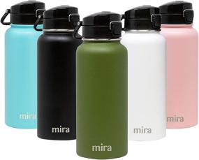 img 4 attached to 🌿 MIRA 32 oz Stainless Steel Water Bottle - Hydro Vacuum Insulated Metal Thermos Flask | Keeps Cold 24 Hours, Hot 12 Hours | BPA-Free One-Touch Spout Lid Cap | Olive Green