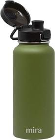img 3 attached to 🌿 MIRA 32 oz Stainless Steel Water Bottle - Hydro Vacuum Insulated Metal Thermos Flask | Keeps Cold 24 Hours, Hot 12 Hours | BPA-Free One-Touch Spout Lid Cap | Olive Green