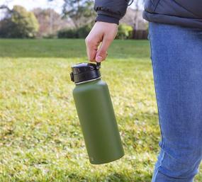 img 1 attached to 🌿 MIRA 32 oz Stainless Steel Water Bottle - Hydro Vacuum Insulated Metal Thermos Flask | Keeps Cold 24 Hours, Hot 12 Hours | BPA-Free One-Touch Spout Lid Cap | Olive Green