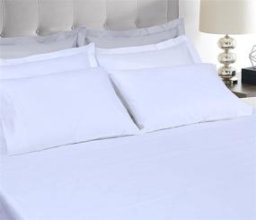 img 3 attached to ✨ Threadmill Luxury 600 TC 100% Cotton Queen Size Sheets - Premium Soft Sateen Weave Hotel White Sheet Set with Elasticized Deep Pocket