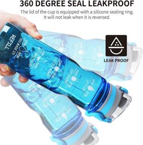 img 1 attached to 💧 Auing 32oz/900ml Leakproof Large Water Bottle With Motivational Time Marker, Durable BPA Free Tritan Water Jug Ideal for Fitness Gym and Outdoor Sports (Blue)