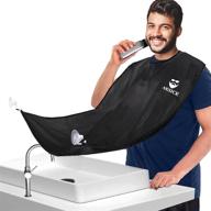 🧔 beard bib beard apron - non-stick hair catcher for men's shaving and trimming, waterproof grooming cloth with 4 suction cups, best gifts for men - black logo