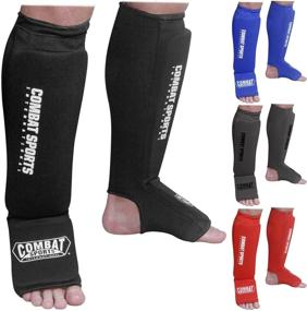 img 4 attached to 🧦 Washable MMA Elastic Cloth Shin & Instep Padded Guards for Combat Sports