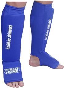 img 2 attached to 🧦 Washable MMA Elastic Cloth Shin & Instep Padded Guards for Combat Sports