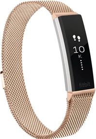 img 4 attached to 🌹 Мелия Розовые магнитные браслеты из нержавеющей стали для Fitbit Alta & Alta HR - стильные запасные браслеты для женщин и мужчин (маленький размер)