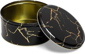 img 2 attached to 🖤 Stylish Juvale Black Marble Metal Tins with Lids - Premium Kitchen Canisters (Set of 3 Sizes, 3 Pack)