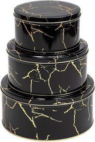 img 4 attached to 🖤 Stylish Juvale Black Marble Metal Tins with Lids - Premium Kitchen Canisters (Set of 3 Sizes, 3 Pack)