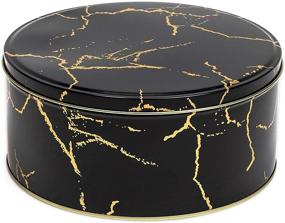 img 1 attached to 🖤 Stylish Juvale Black Marble Metal Tins with Lids - Premium Kitchen Canisters (Set of 3 Sizes, 3 Pack)