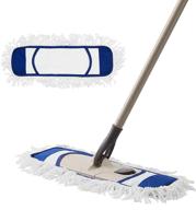 🧹 eyliden dust mop with 2 reusable washable pads - easy replacement, adjustable handle, wet & dry mops for floor cleaning, hardwood, laminate, tile flooring broom (blue) logo