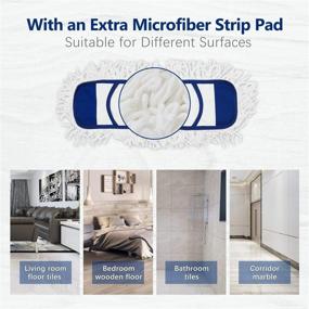 img 1 attached to 🧹 Eyliden Dust Mop with 2 Reusable Washable Pads - Easy Replacement, Adjustable Handle, Wet & Dry Mops for Floor Cleaning, Hardwood, Laminate, Tile Flooring Broom (Blue)