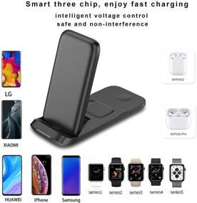 img 1 attached to 🔌 Foldable 3 in 1 Wireless Charger Station - Fast Charging for Airpods, Apple Watch, iPhone 12/11/Pro/XS/XR/X, Samsung - No AC Adapter