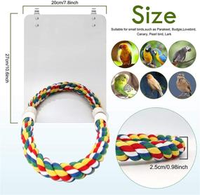 img 3 attached to 🐦 BWOGUE 7 Inch Bird Mirror with Rope Perch - Cockatiel Mirror Bird Cage Toy Swing for Parakeet, Cockatoo, Conure, Lovebirds, Finch, Canaries