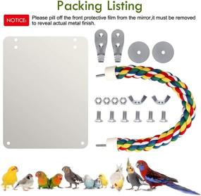 img 2 attached to 🐦 BWOGUE 7 Inch Bird Mirror with Rope Perch - Cockatiel Mirror Bird Cage Toy Swing for Parakeet, Cockatoo, Conure, Lovebirds, Finch, Canaries