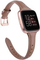 toyouths genuine leather strap compatible with fitbit versa/versa 2 bands - slim wristbands replacement for versa lite edition/versa se classic accessories - multi colors logo