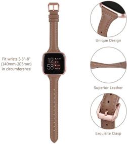 img 3 attached to TOYOUTHS Genuine Leather Strap Compatible with Fitbit Versa/Versa 2 Bands - Slim Wristbands Replacement for Versa Lite Edition/Versa SE Classic Accessories - Multi Colors