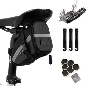 img 4 attached to Hommie 16-in-1 Bicycle Saddle Bag with Repair Set: Mechanic Portable Tyre Tools for Bike Repair with Reflective Strip