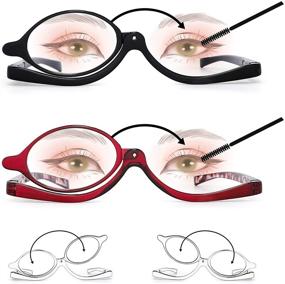 img 3 attached to 💄 Enhance Your Beauty Routine with JM 2 Pairs Makeup Reading Glasses: Magnifying Flip Down Cosmetic Readers for Women