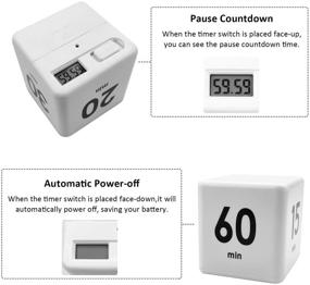 img 1 attached to Feilifan Cube Timer - Kitchen, Child, and Exercise Timer with Gravity Sensor for Time Management, Countdown Settings - 15-20-30-60 Minutes (White)