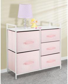 img 3 attached to 🛋️ mDesign Storage Dresser Furniture Unit - Large Pink/White 5 Drawer Chest for Bedroom, Office, Living Room, and Closet - Removable Fabric Bins