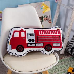 img 4 attached to 🚒 Brandream Fire Truck Decorative Pillow for Boys - Cotton Throw Pillow for Couch, Bed, Living Room, and Kids Bedroom Décor