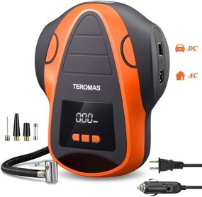 img 4 attached to 🔵 Portable TEROMAS Tire Inflator Air Compressor, DC/AC Air Pump for Car Tires 12V DC & Home Inflatables 110V AC, Digital Electric Tire Pump with Pressure Gauge (Orange)