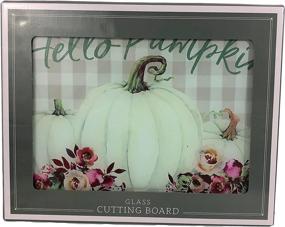 img 2 attached to 🎃 Stunning Fall Pumpkin Glass Cutting Board Serving Tray with Coordinated Napkins