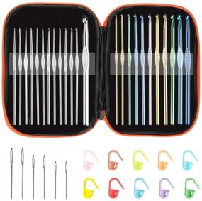 img 4 attached to 🧶 Tomorotec Art Multi-Color Metallic Crochet Hooks Set: Aluminum Knitting Needles for Yarn Craft, Complete with Stylish Storage Bag, Stitch Markers, and Big Eye Needles