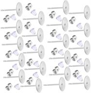 💍 gooday 600 pcs 8mm stainless steel earring posts flat pad blanks with hypoallergenic butterfly earring backs and silicone bullet earring backs - ideal for jewelry making findings logo