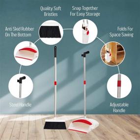 img 3 attached to Broom and Dustpan Set - Ultra Durable, Tear-Free Construction - 80% Heavier Duty - Upright Standing Dust Pan with Extendable Broomstick for Effortless Sweeping - Simple Assembly - Ideal for Home, Kitchen, Room, Office, or Lobby