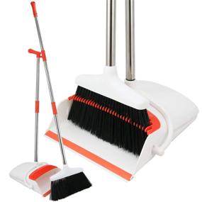 img 4 attached to Broom and Dustpan Set - Ultra Durable, Tear-Free Construction - 80% Heavier Duty - Upright Standing Dust Pan with Extendable Broomstick for Effortless Sweeping - Simple Assembly - Ideal for Home, Kitchen, Room, Office, or Lobby