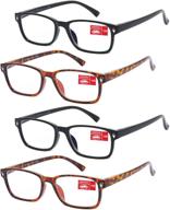 👓 convenient and durable reading glasses 4 pack for men and women with spring hinge logo