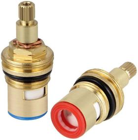 img 4 attached to 🚰 DECARETA Ceramic Stem 20 Teeth Ceramic Disc Cartridge G1/2" Replacement Brass Faucet Valve - Bathroom Kitchen Faucet (2 Packs, Cold & Hot) by DECARETA