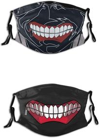 img 4 attached to 🎭 Adjustable Reusable Face Mask Set - 2 Pcs Men Women's Balaclava Bandana with Adjustable Earloops