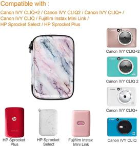 img 3 attached to 📸 Fintie Protective Case for Fujifilm Instax Mini Link, HP Sprocket Plus, Canon Ivy Mini Photo Printer, Canon Ivy CLIQ/CLIQ+/CLIQ2/CLIQ+2 Instant Camera Printer - Hard Shockproof Carry Bag (Marble Pink): Premium Protection for Your Mobile Printing Devices