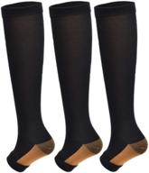 3pairs open toe toeless compression socks: men and women support 🧦 stocking (black, l/xl) – 15-20mmhg graduated compression for enhanced comfort and circulation logo