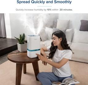 img 1 attached to 💧 LEVOIT Ultrasonic Cool Mist Humidifier for Bedroom and Plants with Essential Oil Tray, 4L Capacity, Dual 360° Rotation Nozzles, Quiet Operation, Handle Design, Auto Shut Off, Blue - Lasts up to 40 Hours