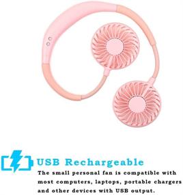 img 1 attached to Toysery Pink Portable Neck Fan - Cool Breeze, Heavy-duty Necklace Fan for Sports - Adjustable Headphone Design Small Fan with 3 Speeds and LED - USB Powered Fan for Travel, Outdoor, and Office
