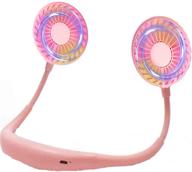 toysery pink portable neck fan - cool breeze, heavy-duty necklace fan for sports - adjustable headphone design small fan with 3 speeds and led - usb powered fan for travel, outdoor, and office logo