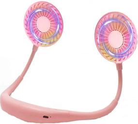 img 4 attached to Toysery Pink Portable Neck Fan - Cool Breeze, Heavy-duty Necklace Fan for Sports - Adjustable Headphone Design Small Fan with 3 Speeds and LED - USB Powered Fan for Travel, Outdoor, and Office
