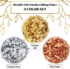 img 3 attached to 🎨 30 Gram Kit of U.S. Art Supply Metallic Foil Schabin Gilding Metal Leaf Flakes - Set of 3 Colors Imitation Gold, Silver, and Copper in 10 Gram Bottles - Ideal for Epoxy Resin, Nail Crafts, Painting, Jewelry, and Slime