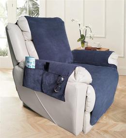 img 4 attached to Protect and Enhance Your Recliner with Trendcode Recliner Chair Cover and Pockets- Navy (Small)