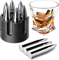 🥃 stainless steel whiskey bullet stones - reusable metal whisky rocks - perfect gifts for men and dad, ideal christmas stocking stuffers - bullet shaped ice cubes for whiskey logo