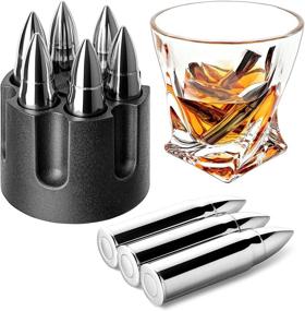 img 4 attached to 🥃 Stainless Steel Whiskey Bullet Stones - Reusable Metal Whisky Rocks - Perfect Gifts for Men and Dad, Ideal Christmas Stocking Stuffers - Bullet Shaped Ice Cubes for Whiskey