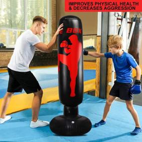 img 2 attached to 🎄 Christmas Inflatable Punching Bag for Kids and Adults, Free Standing Boxing Bag with Stand Bounce Back - Youth Boxing Bag