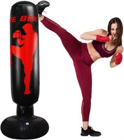 img 4 attached to 🎄 Christmas Inflatable Punching Bag for Kids and Adults, Free Standing Boxing Bag with Stand Bounce Back - Youth Boxing Bag