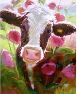 linen canvas paintworks - cow in flowers paint by number kit - 16x20 inch - digital oil painting diy kit for adults, children, and kids - decorations and gifts - no frame logo