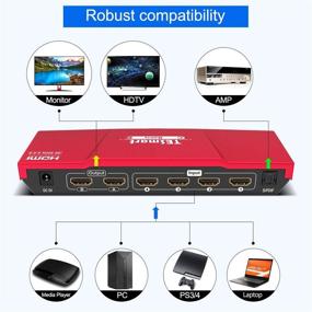 img 3 attached to 📺 TESmart 4x2 HDMI Матричный переключатель Splitter: 4K@60Hz Переключатель HDMI с Пультом ДУ IR, поддержка HDCP 2.2