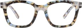 img 3 attached to 👓 Peepers by PeeperSpecs Women's Blue Quartz Square Light Blocking Reading Glasses, 49mm, +1.5 Power: To the Max Clarity and Style!